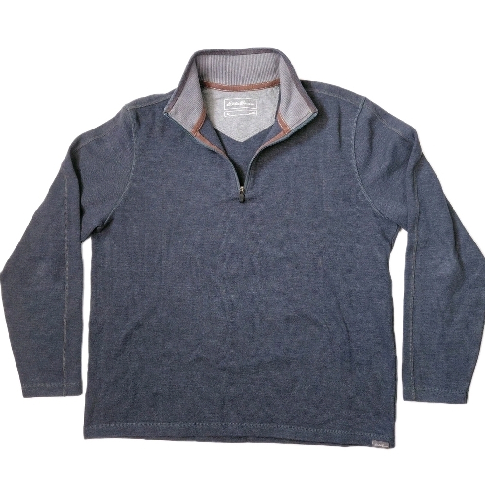 EDDIE BAUER Quarter Zip Men's Pullover Sweatshirt Shirt  Charcoal Navy Size L